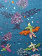 Foulard Colibris fond Bleu Pétrole