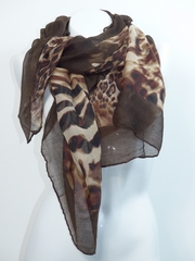 Foulard Léopard contour Marron